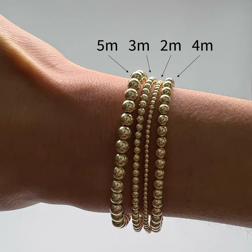 Classic Ball Bead Bracelets Stretchy 2mm / Gold Filled / Stretchy 6.5