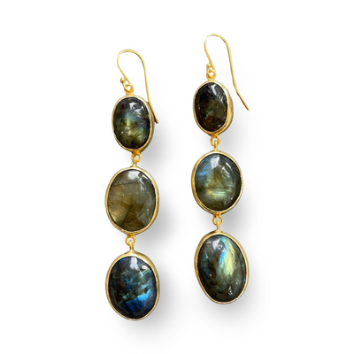 3-DROP LABRADORITE EARRINGS