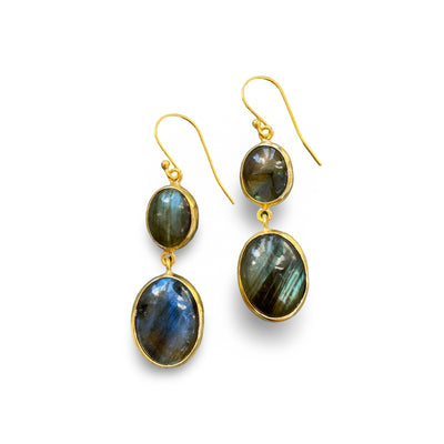 TWO-DROP LABRADORITE EARRINGS