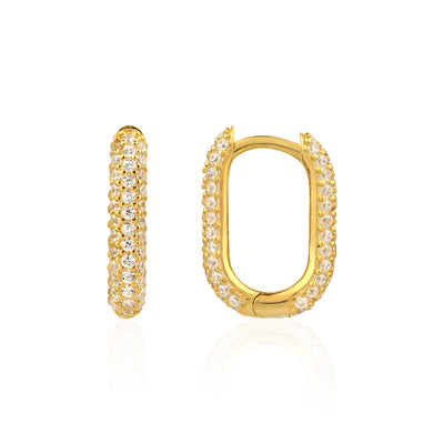 RECTANGULAR PAVE HOOP EARRINGS