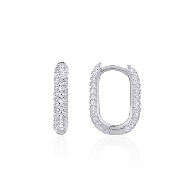 RECTANGULAR PAVE HOOP EARRINGS