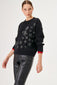 CUFF DETAIL STAR PATTERNED WOOL BLACK KNIT SWEATER