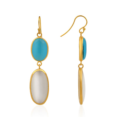 AQUA BLUE | WHITE COLOR-BLOCK EARRINGS