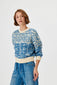 CREW NECK PATTERNED BLUE SWEATER