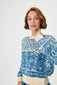 CREW NECK PATTERNED BLUE SWEATER