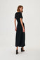 DOUBLE SLIT KNIT SKIRT, BLACK