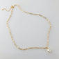 PAPERCLIP CHAIN NECKLACE WITH FRESHWATER PEARL