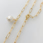 PAPERCLIP CHAIN NECKLACE WITH FRESHWATER PEARL