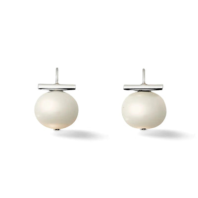 PEBBLE PEARL SILVER EARRINGS, SMALL