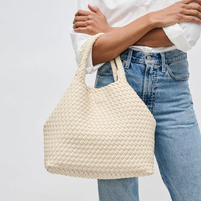 WOVEN MEDIUM TOTE, CREAM