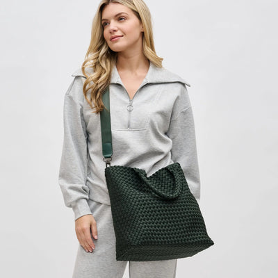 WOVEN MEDIUM TOTE, OLIVE GREEN