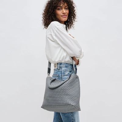 WOVEN MEDIUM TOTE, GREY