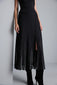 WRAP-STYLE TRANSPARENT MIDI BLACK KNIT SKIRT