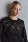 EMBROIDERED CUTOUT BLACK KNIT SWEATER