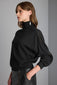 ZIP DETAIL TURTLENECK BLACK KNIT SWEATER