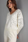 STAR PRINT V-NECK IVORY KNIT SWEATER