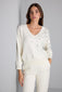 STAR PRINT V-NECK IVORY KNIT SWEATER