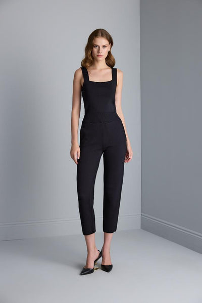 BLACK KNIT TROUSERS WITH DRAWSTRING WAIST