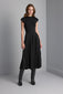 SLEEVELESS PLEATED FABRIC MIDI BLACK KNIT DRESS