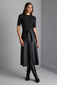 BLACK KNIT DRESS WITH FAUX LEATHER SKIRT