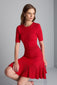 RED FITTED MINI KNIT DRESS