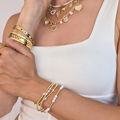 GOLD & PEARL STRETCH BRACELET