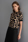 GIRAFFE PRINT BLACK KNIT TOP