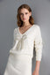 BOW DETAIL EMBELLISHED CREAM KNIT SWEATER