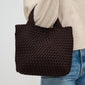 WOVEN SMALL TOTE, CHOCOLATE