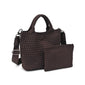 WOVEN SMALL TOTE, CHOCOLATE