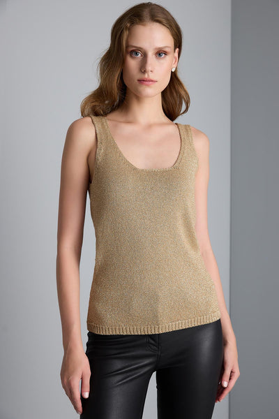 GOLD METALLIC KNIT TANK TOP